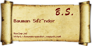 Bauman Sándor névjegykártya